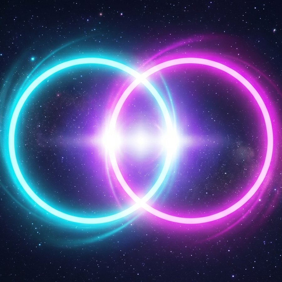 Two glowing rings, cyan and magenta, overlapping — the Binaural Tones logo